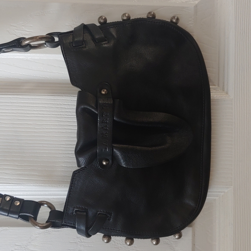 Ladies 100% Leather Black Studded Small Shoulder Bag